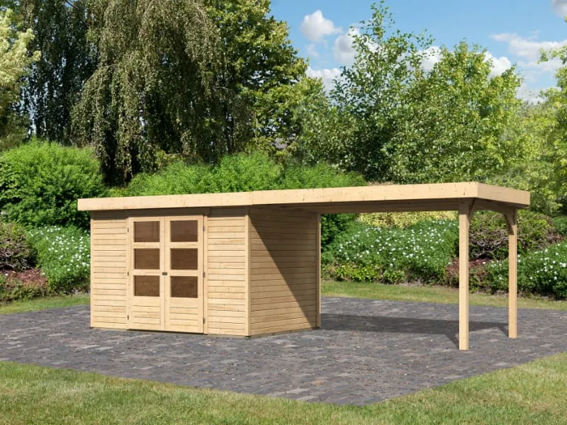 Karibu Gartenhaus Askola 4 mit Anbaudach 2,75 Meter