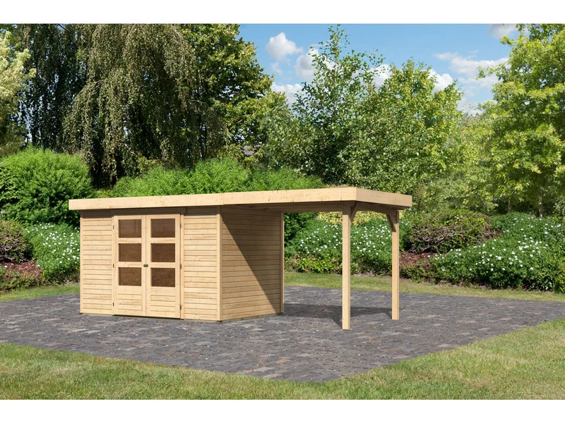 Karibu Gartenhaus Askola 4 mit Anbaudach 2,25 Meter