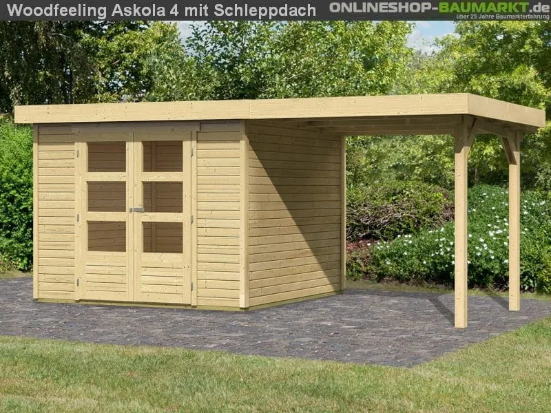 Karibu Gartenhaus Askola 4 mit Anbaudach 2,25 Meter
