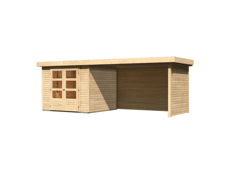 Karibu Gartenhaus Askola 3,5 mit Anbaudach 2,75 Meter, Seiten- und Rückwand