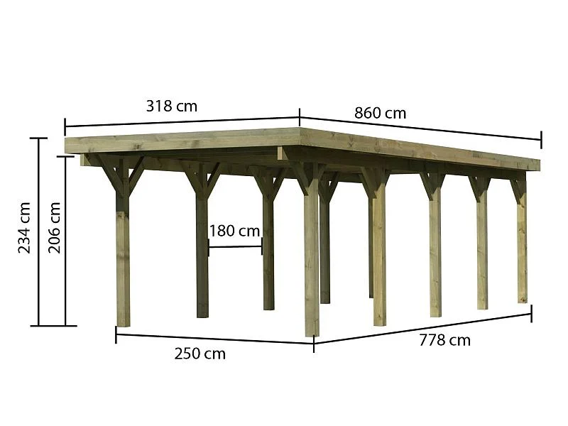 Karibu Carport Classic Einzel 3 ohne Einfahrtsbogen kdi