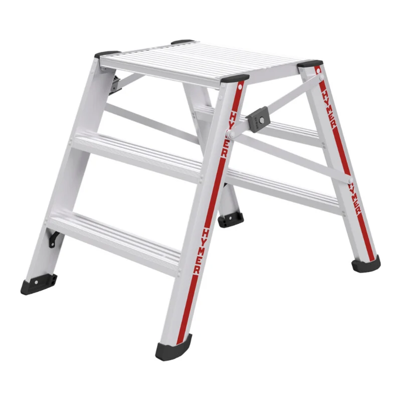 B-Ware Hymer Montagetritt beidseitig begehbar 2x3 Stufen Aluminium 0.69m Höhe 7.6kg