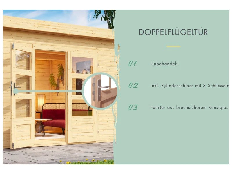 Karibu Gartenhaus Northeim 3 naturbelassen 38 mm