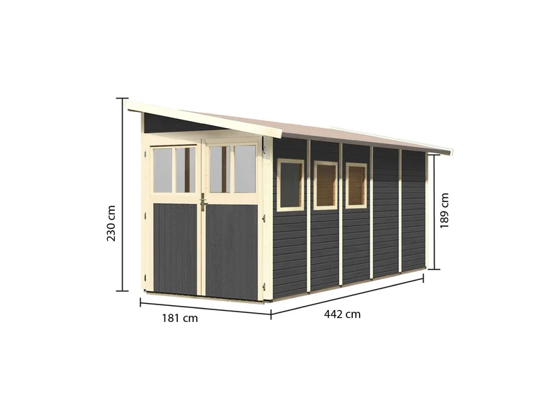 Karibu Gartenhaus Wandlitz 5 terragrau 19 mm