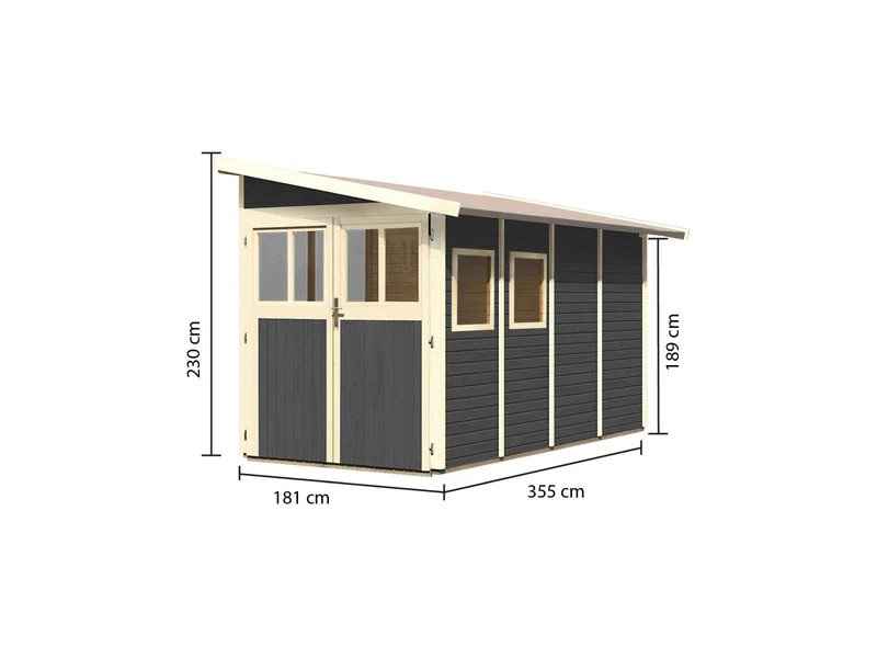Karibu Gartenhaus Wandlitz 4 terragrau 19 mm