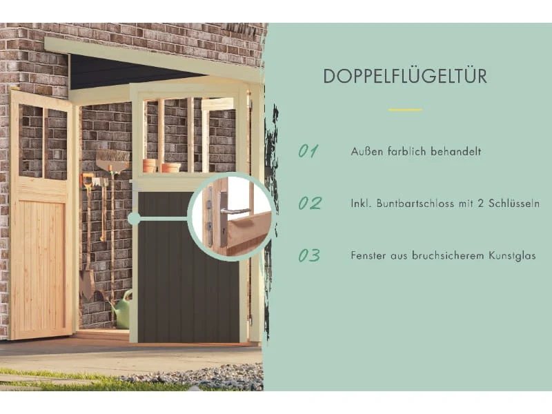Karibu Gartenhaus Wandlitz 4 terragrau 19 mm