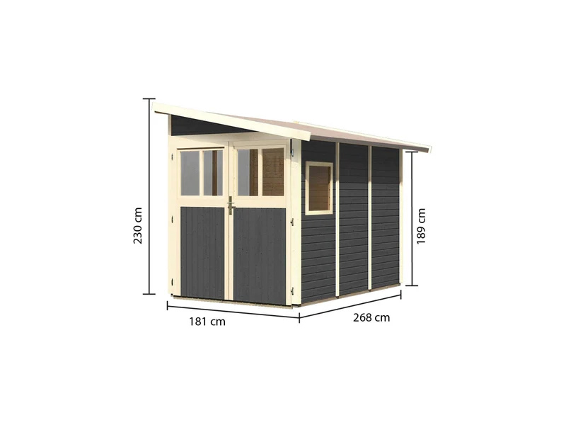Karibu Gartenhaus Wandlitz 3 terragrau 19 mm