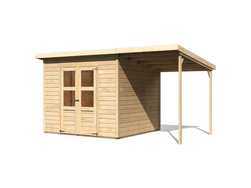Karibu Gerätehaus Merseburg 6 SET mit Anbaudach
