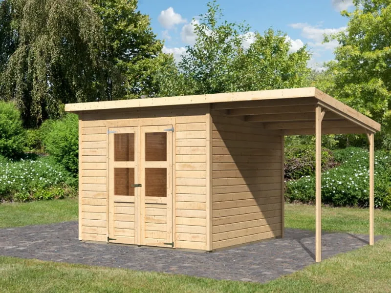 Karibu Gerätehaus Merseburg 6 SET mit Anbaudach
