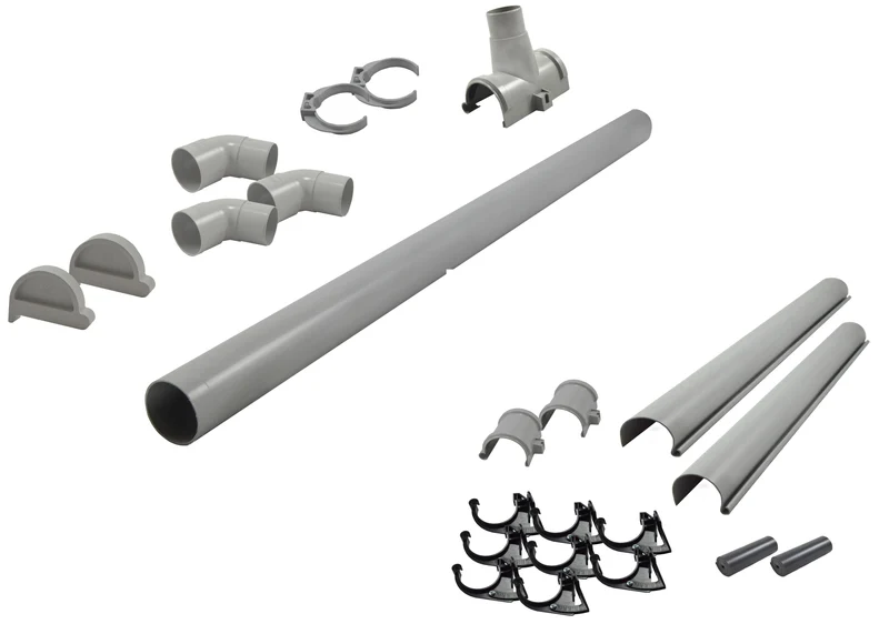 Karibu graue PVC-Dachrinne für Flachdach bis 265 cm Set J