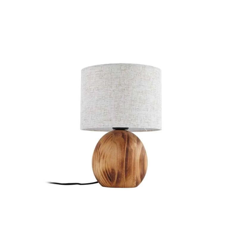 B-Ware Lindby Tischleuchte Mayumi LED Lampe Leuchte Holz Textil E27 31cm hellgrau