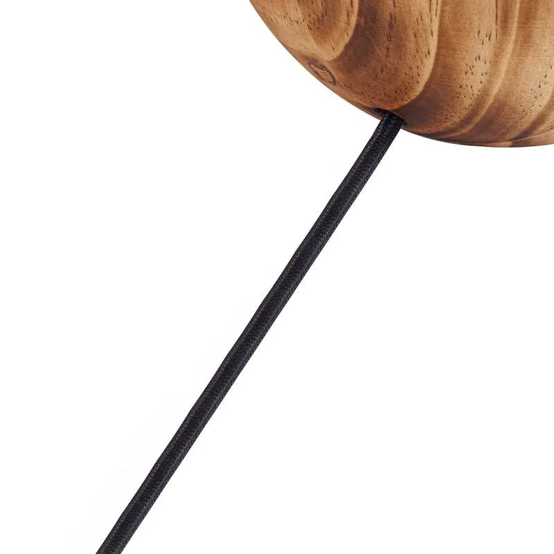 B-Ware Lindby Tischleuchte Mayumi LED Lampe Leuchte Holz Textil E27 31cm hellgrau