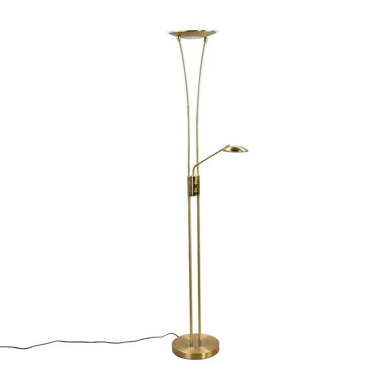 B-Ware Lindby Stehlampe Eda LED dimmbar messing matt Leselampe 180cm Höhe 3200 Lumen
