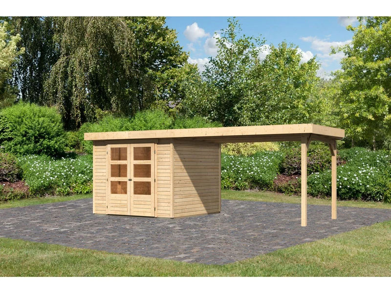 Karibu Gartenhaus Askola 3,5 mit Anbaudach 2,75 Meter