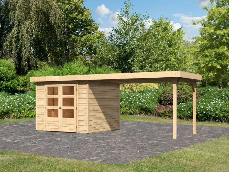 Karibu Gartenhaus Askola 3,5 mit Anbaudach 2,75 Meter