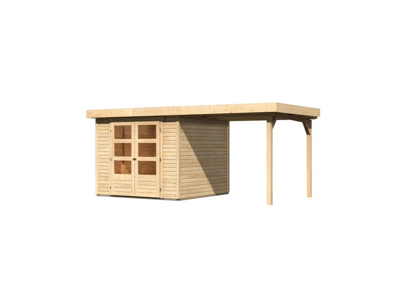 Karibu Gartenhaus Askola 3,5 mit Anbaudach 2,25 Meter