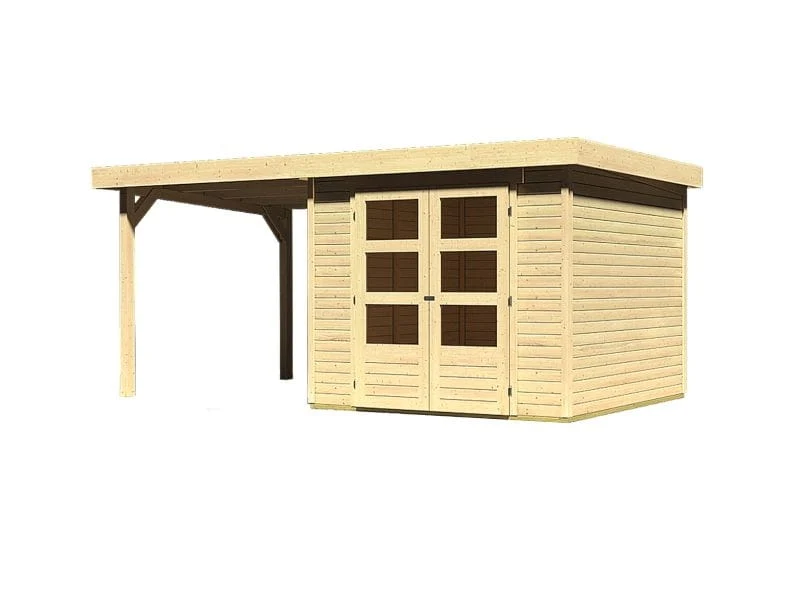 Karibu Gartenhaus Askola 3,5 mit Anbaudach 2,25 Meter