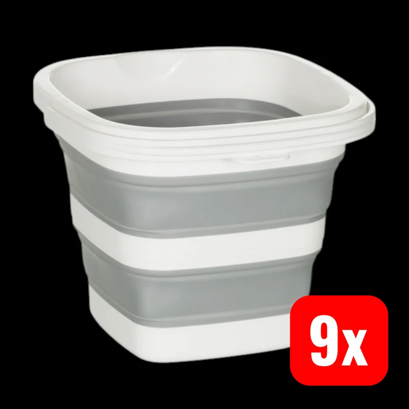 9x B-Ware hjh OFFICE Eimer Falteimer 5 L Kunststoff grau weiß Camping Haushalt 9 STÜCK