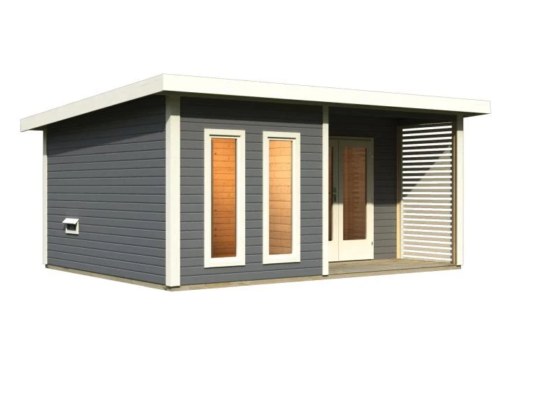 Karibu Saunahaus Mainburg 5 Set B ohne Ofen terragrau
