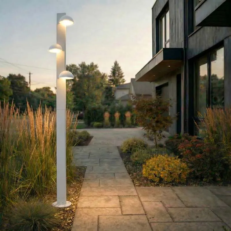 B-Ware Lucande Außenleuchte Velira LED Gartenlampe 220cm hellgrau IP44 warmweiß 2700lm