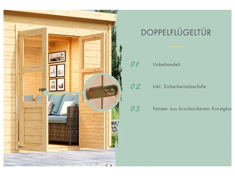 Karibu Gerätehaus Merseburg 6 natur 14 mm