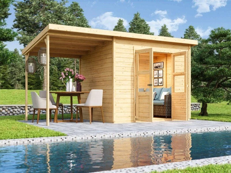 Karibu Gerätehaus Merseburg 5 SET mit Anbaudach