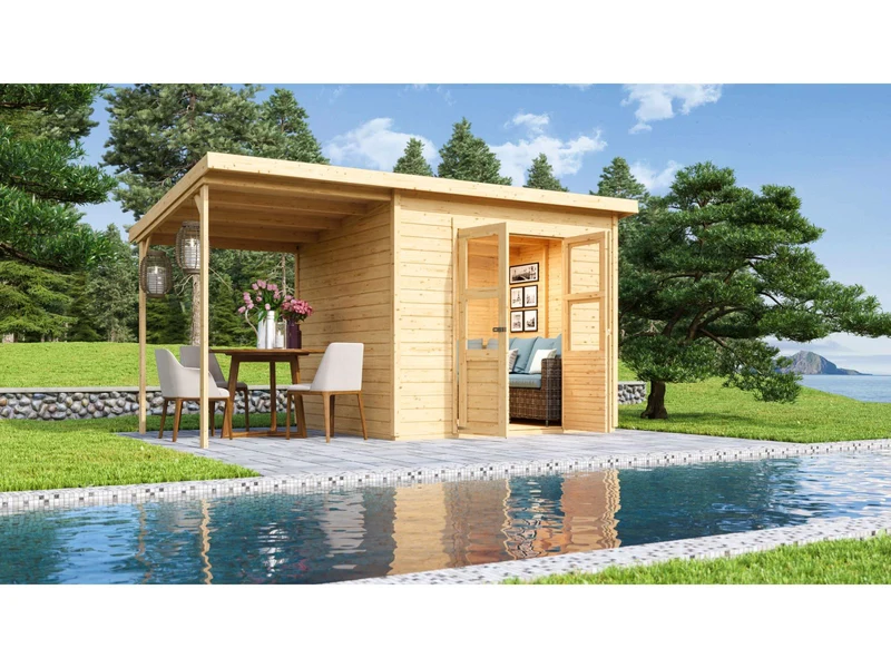 Karibu Gerätehaus Merseburg 5 SET mit Anbaudach