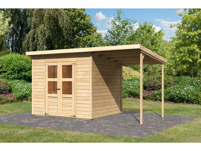 Karibu Gerätehaus Merseburg 5 SET mit Anbaudach