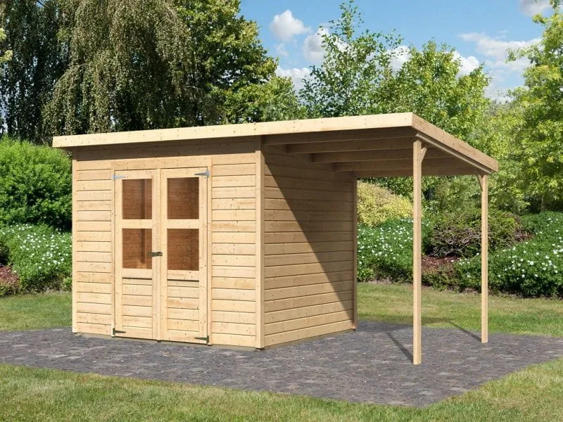 Karibu Gerätehaus Merseburg 5 SET mit Anbaudach
