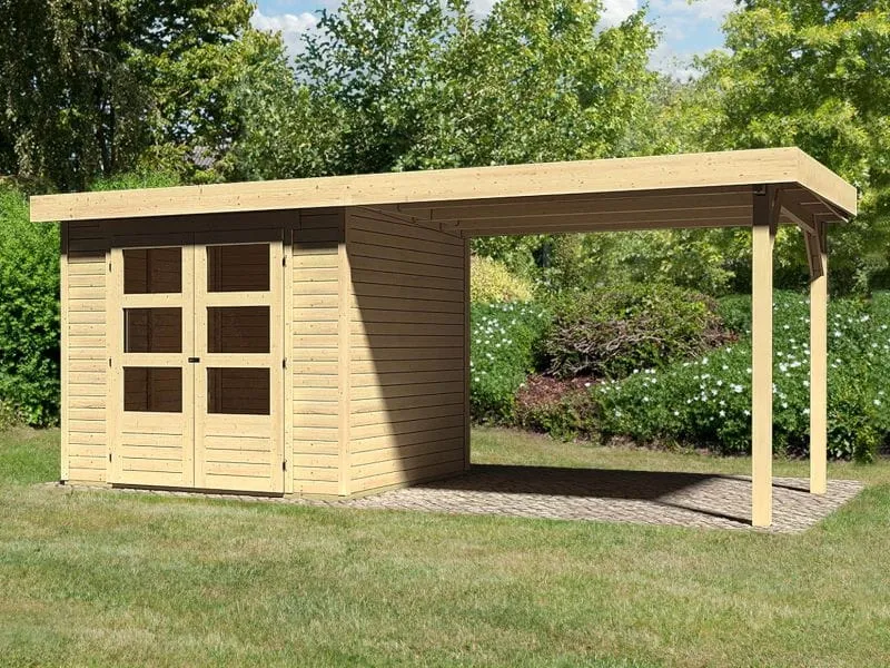 Karibu Gartenhaus Askola 3 mit Anbaudach 2,75 Meter