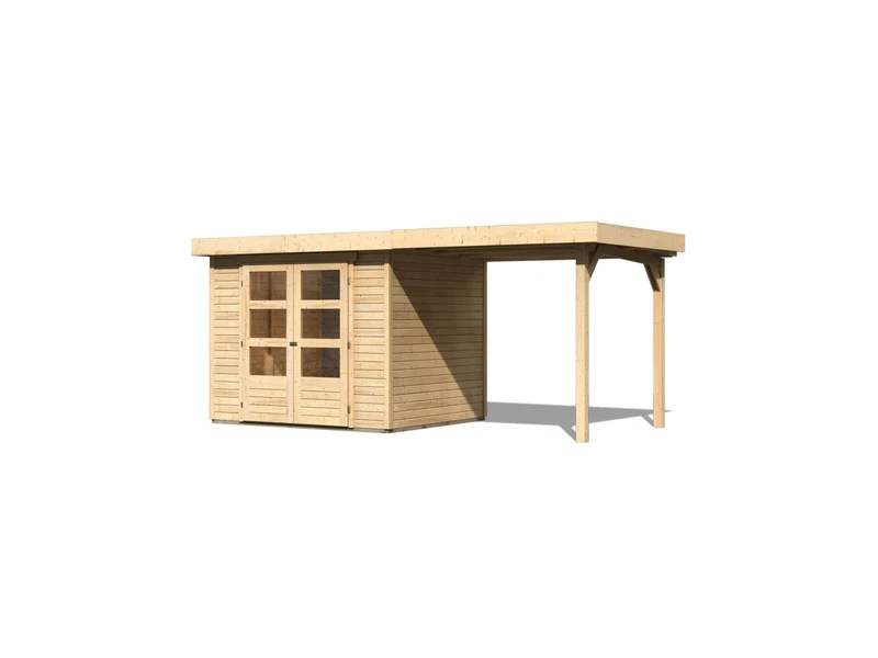 Karibu Gartenhaus Askola 3 mit Anbaudach 2,40 Meter