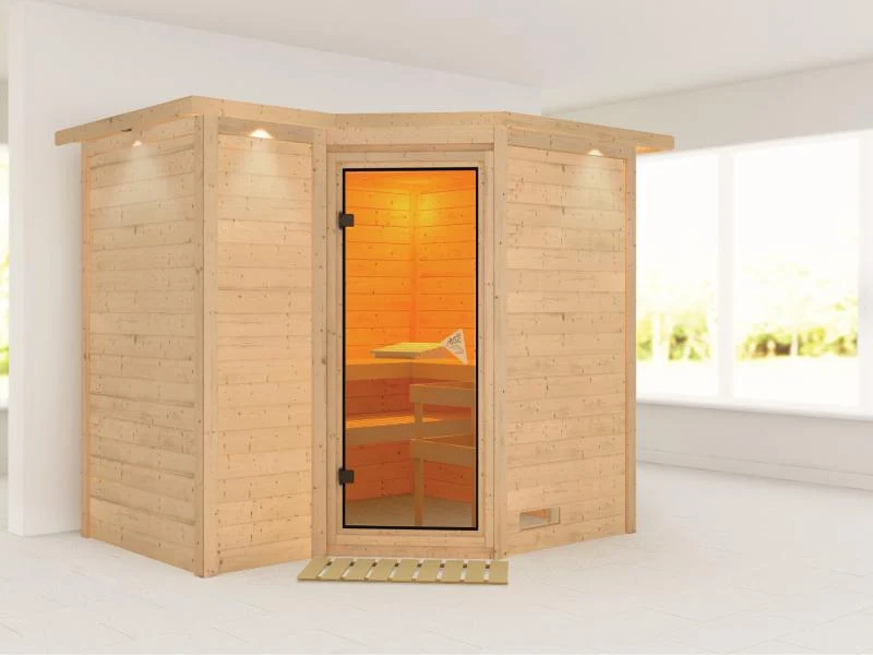 Sahib 2 - Karibu Sauna ohne Ofen - mit Dachkranz -