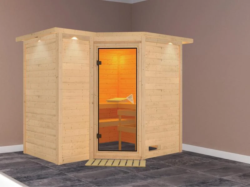 Sahib 2 - Karibu Sauna ohne Ofen - mit Dachkranz -