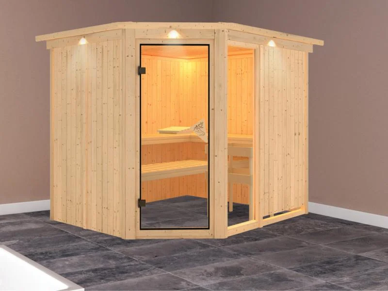 Fiona 3 - Karibu Sauna ohne Ofen - mit Dachkranz -