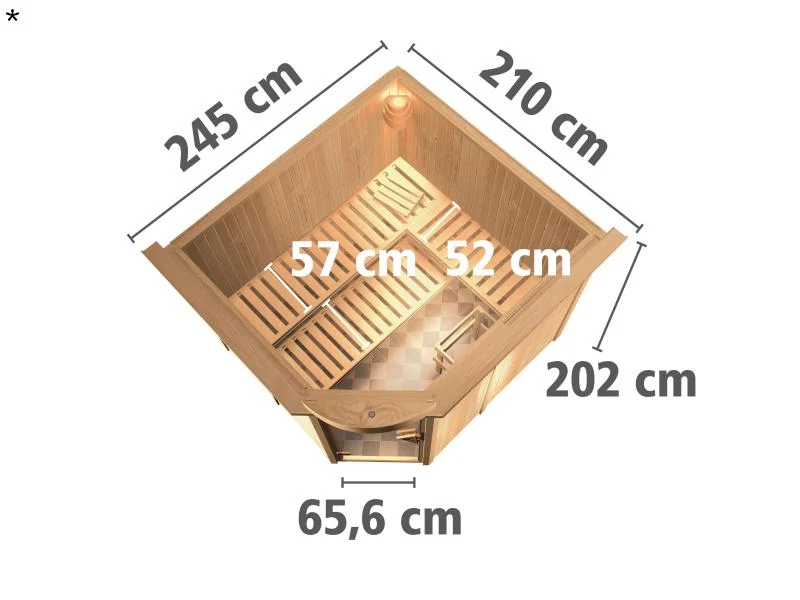 Fiona 3 - Karibu Sauna ohne Ofen - mit Dachkranz -