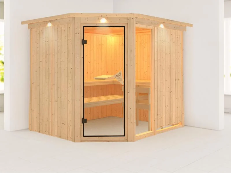 Fiona 3 - Karibu Sauna ohne Ofen - mit Dachkranz -