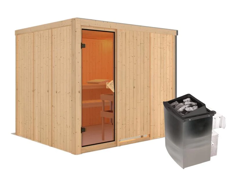 Gobin - Karibu Sauna inkl. 9-kW-Ofen - ohne Dachkranz -