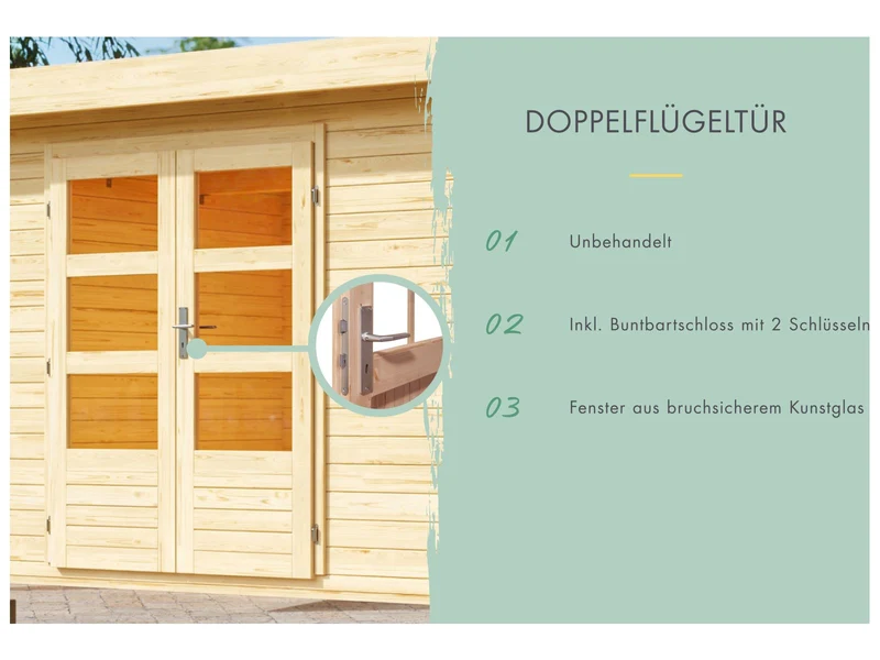 Karibu Gartenhaus Lagor 2 38 mm 2-Raum-Haus