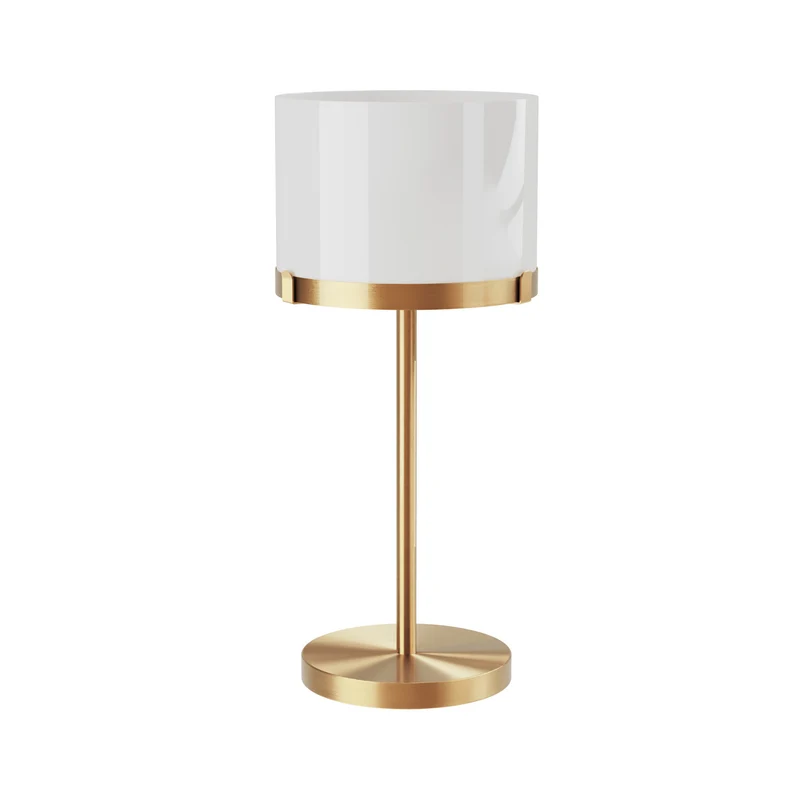 B-Ware By Rydens Tischleuchte Lampe Marcel messing weiß Metall Glas 55 cm E27 LED