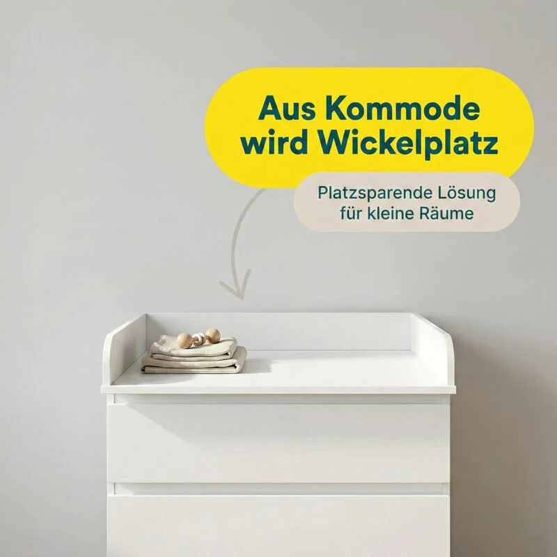 B-Ware Little One Wickelaufsatz Wickelstation für Ikea MALM Hemnes NORDLI weiß sicher