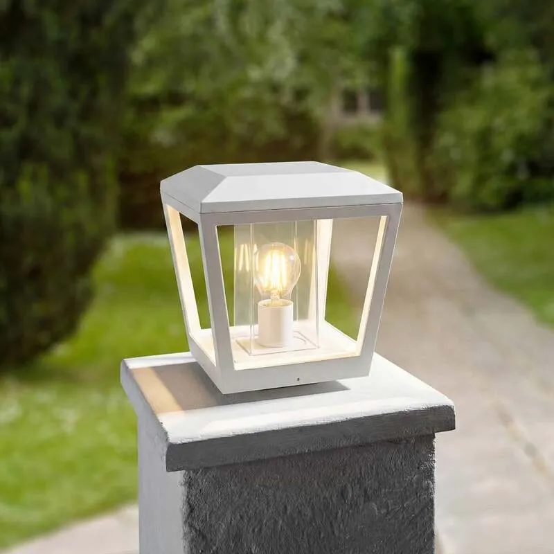 B-Ware Lucande Sockelleuchte Dunia LED Gartenlampe Außenleuchte dimmbar weiß IP54 24cm