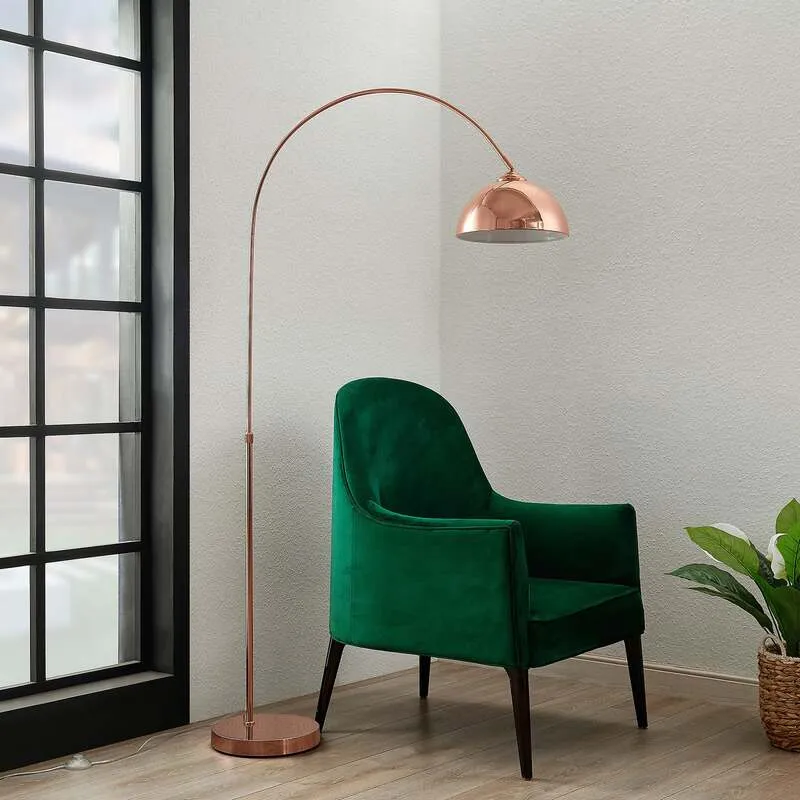 B-Ware Lindby Stehleuchte Bogenlampe Lennart LED Lampe höhenverstellbar kupfer 183cm