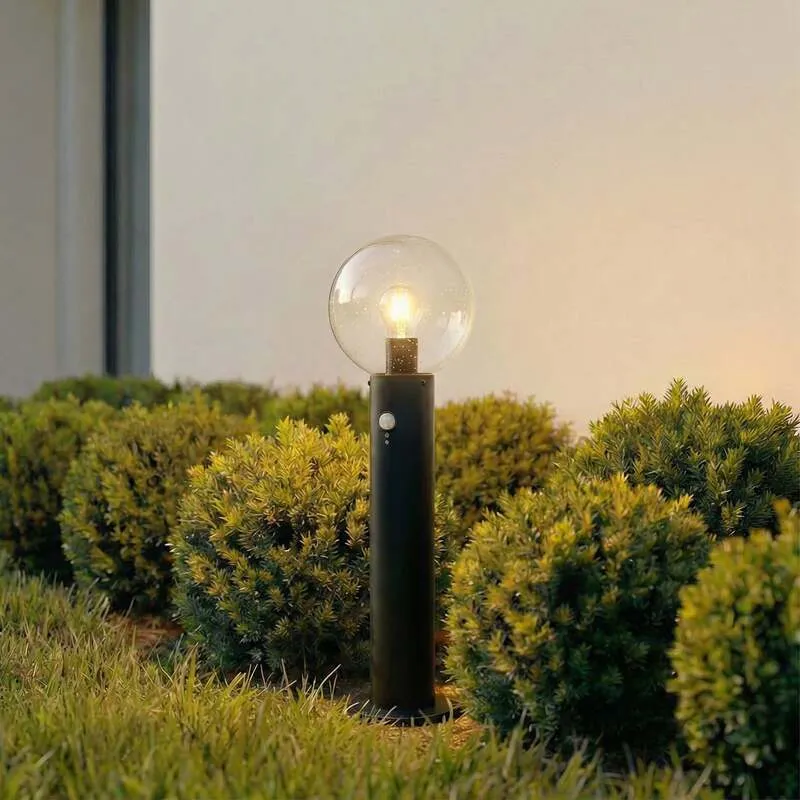 B-Ware Sockelleuchte Außenleuchte Lindby Lampe Dangan Glas Aluminium schwarz Sensor