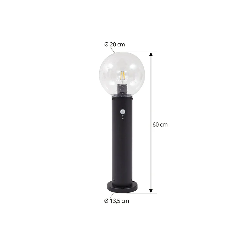 B-Ware Sockelleuchte Außenleuchte Lindby Lampe Dangan Glas Aluminium schwarz Sensor