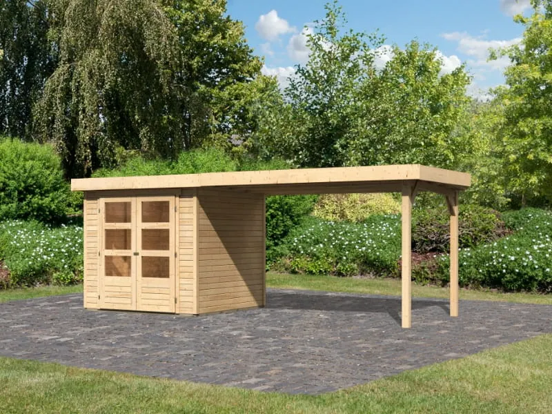 Karibu Gartenhaus Askola 2 mit Anbaudach 2,75 Meter