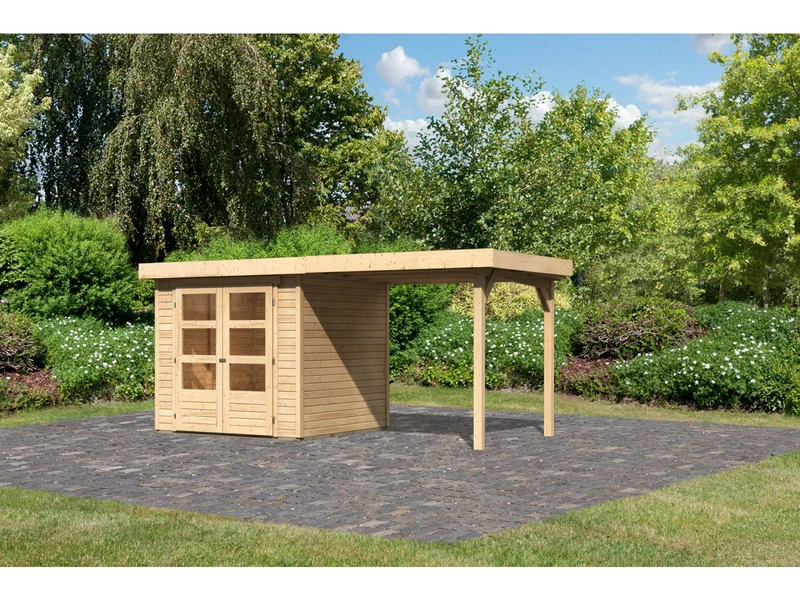 Karibu Gartenhaus Askola 2 mit Anbaudach 2,25 Meter