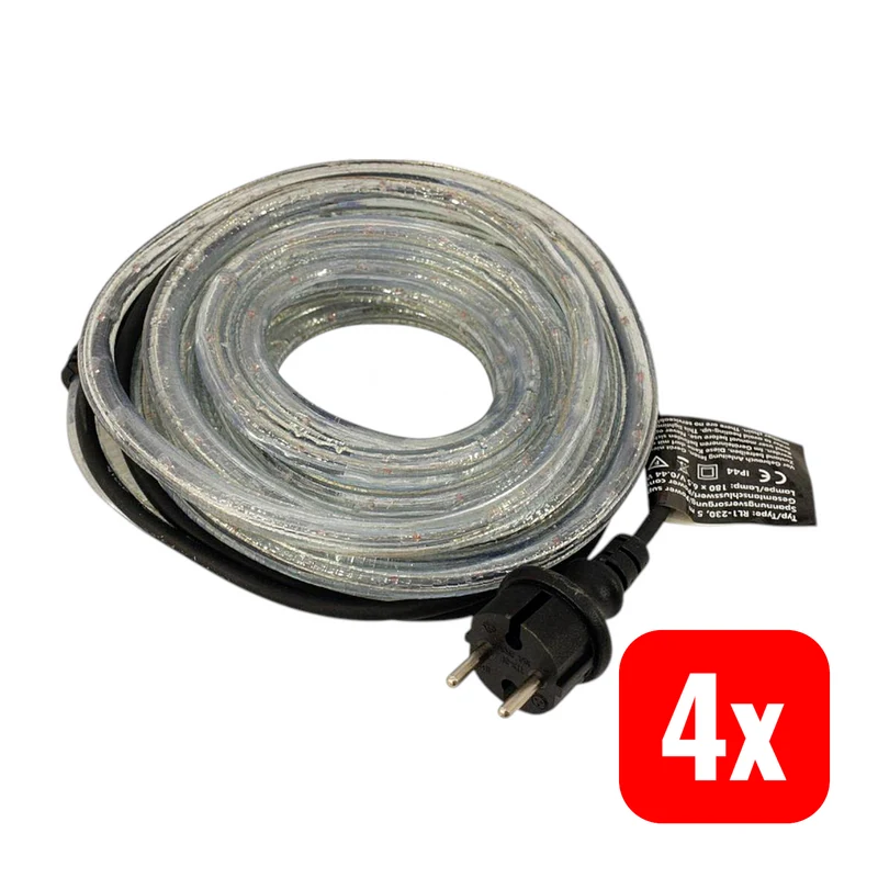 4x B-Ware Eurolite Lichtschlauch 5m Lichterkette Transparent Licht Schlauch 4 STÜCK