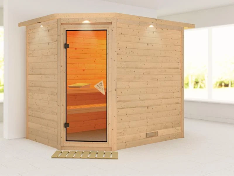 Tanami - Karibu Sauna ohne Ofen - mit Dachkranz -