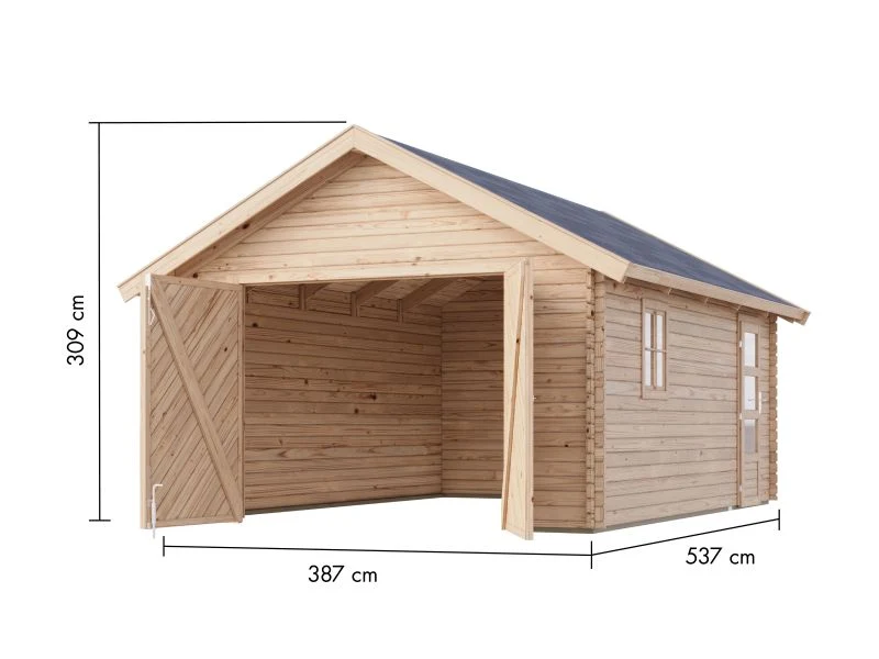 Karibu Blockbohlengarage 38 mm natur
