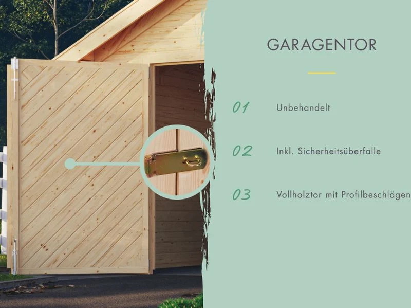 Karibu Blockbohlengarage 38 mm natur